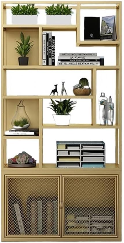 SOPAMI Bookshelf Nordic Wrought Iron Bookshelf Shelf Living Room Floor-to-Ceiling Bookcase Office Multi-Layer Modern Creative Shelf Corner Bookshelf (Color : A1, Size : 100 * 25 * 200cm)