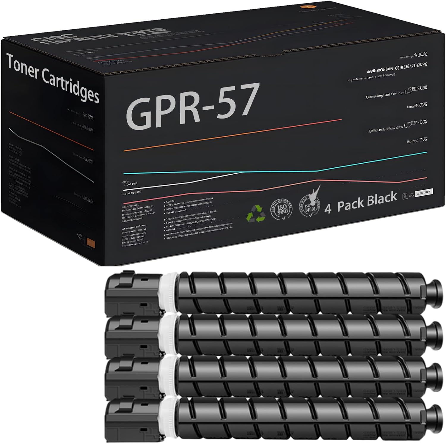 Compatible with Canon GPR-57 Black Toner Cartridges, Replacement for Canon imageRUNNER Advance 4545i 4545i II 4545i III 4551i 4551i II 4551i III Printers, High Yield 43100 Pages (4 Pack Black)