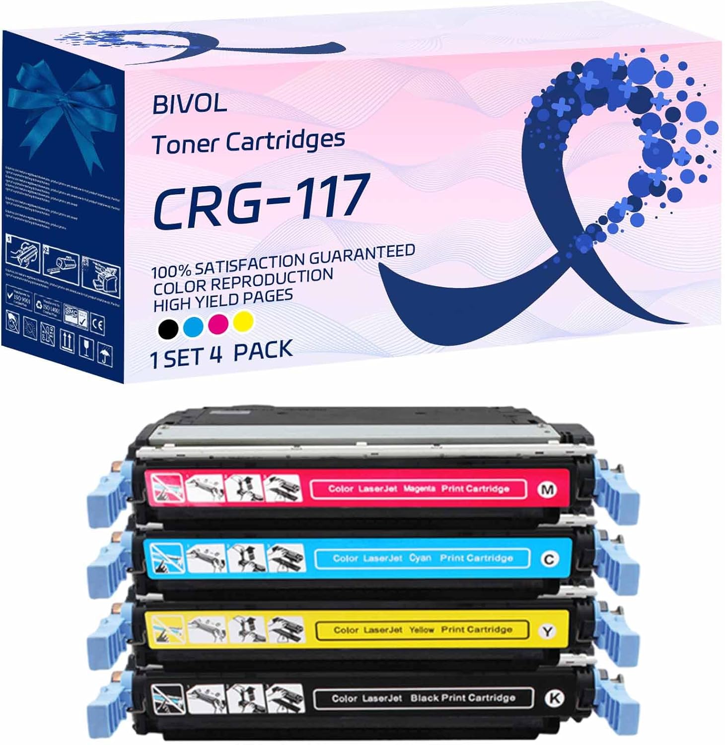 CRG-117 Toner Cartridges Compatible for Canon Color imageCLASS MF8450c Printers, High Yield 7000 Pages (1 Set 4 Pack)