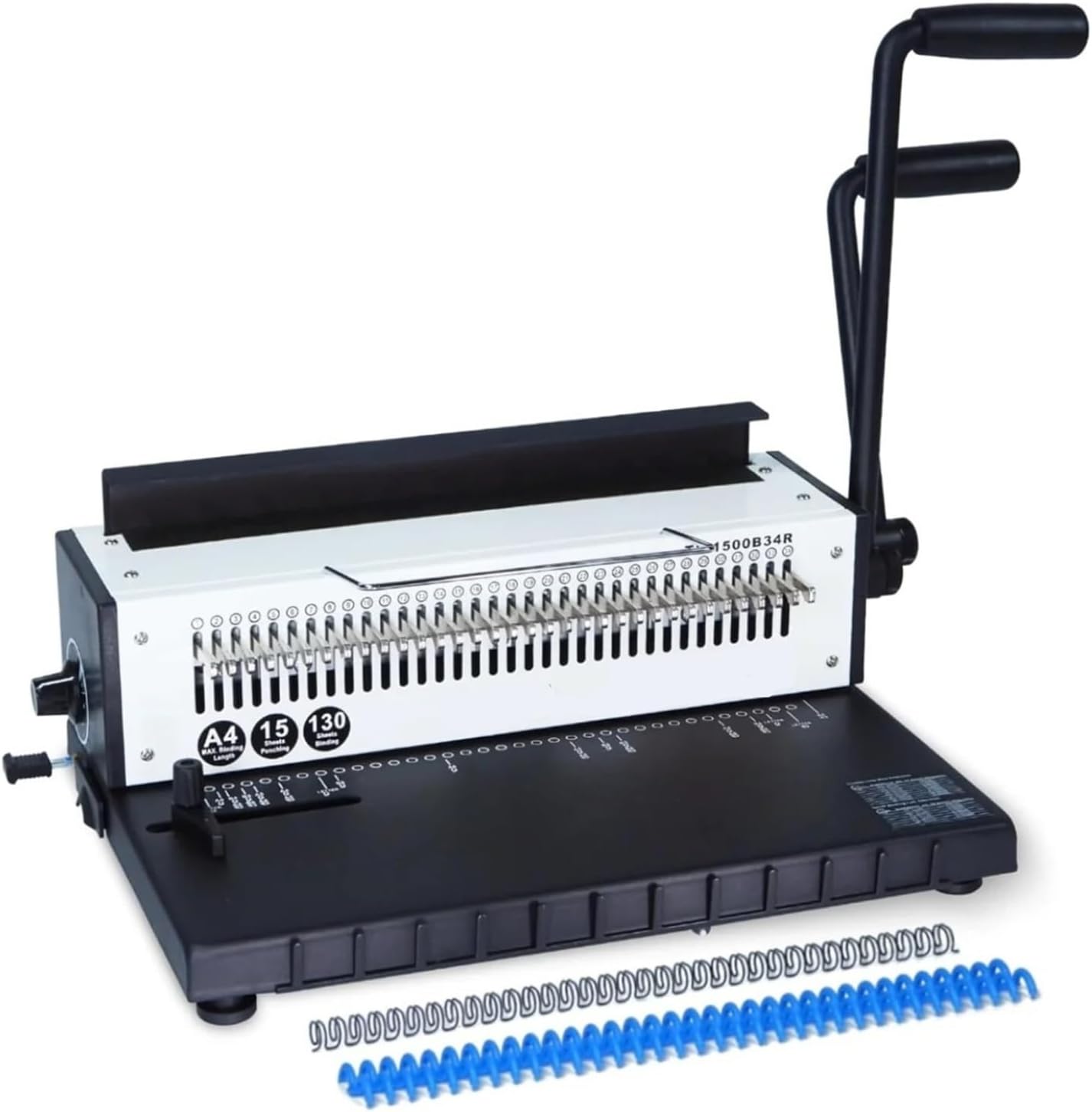 Binding Machine, Manual Wire Binding Machine, Round Holes, 3:1 Pitch Wire-O Binder Punch 15 Sheets/Bind 130 Sheets