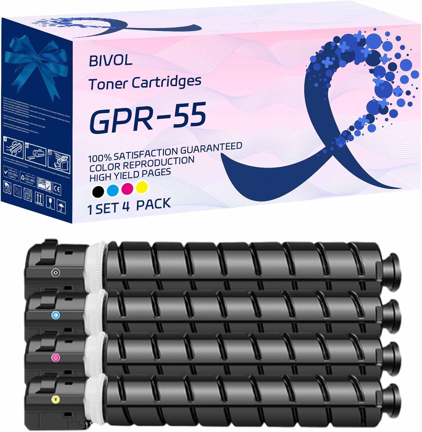 BIVOL GPR-55 Toner Cartridges Compatible for Canon imageRUNNER Advance C5560i C5560i II C5560i III Printers, High Yield 70000 Pages (1 Set 4 Pack)
