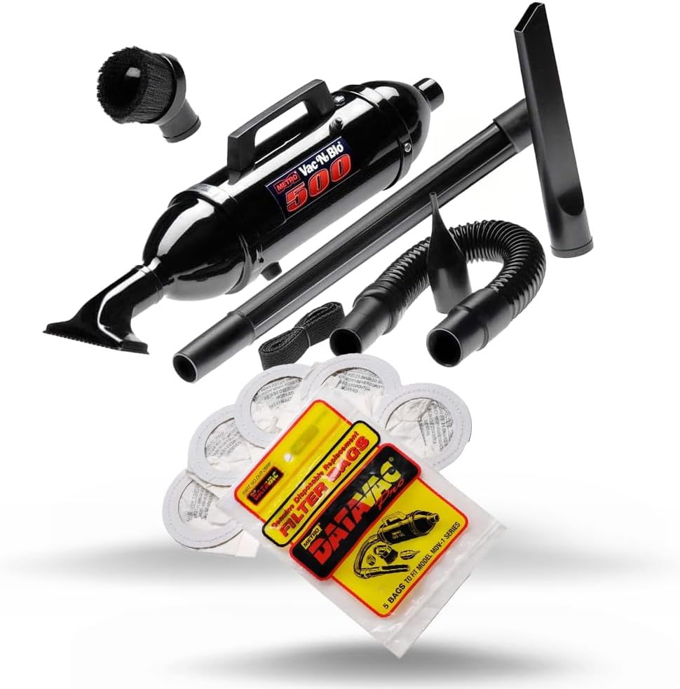 METROVAC Disposable Bag 5 Pack (DVP-26RP) Bundle with Vac N Blow 500W Vacuum