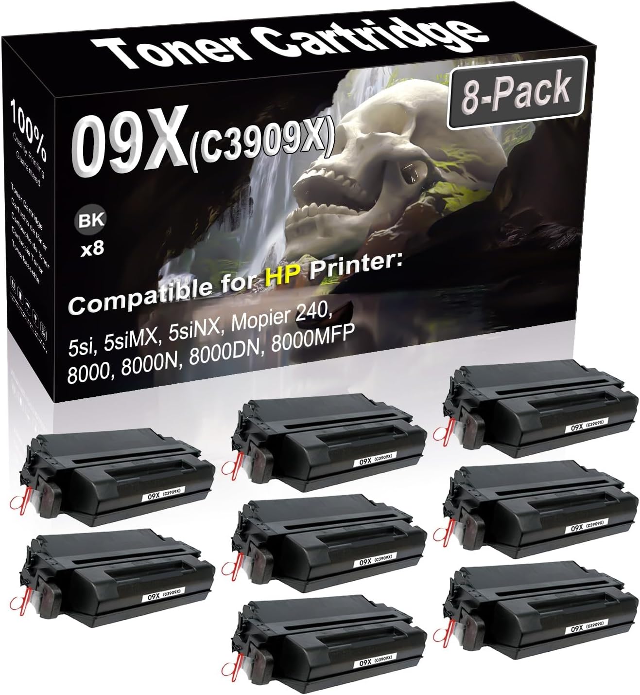 SINIYA 8-Pack (Black) Compatible 5si 5siMX 5siNX Mopier 240 8000 8000N 8000DN 8000MFP Laser Printer Cartridge (High Capacity) Replacement for 09X C3909X Printer Cartridge