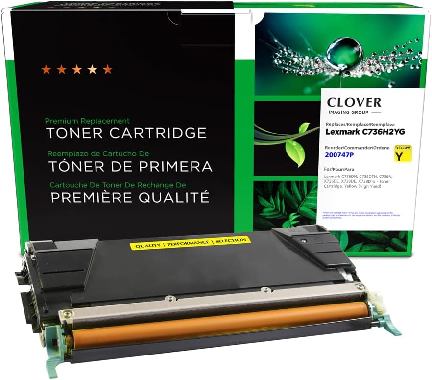 Clover Remanufactured Toner Cartridge Replacement for Lexmark C736/X736/X738 | Yellow | High Yield