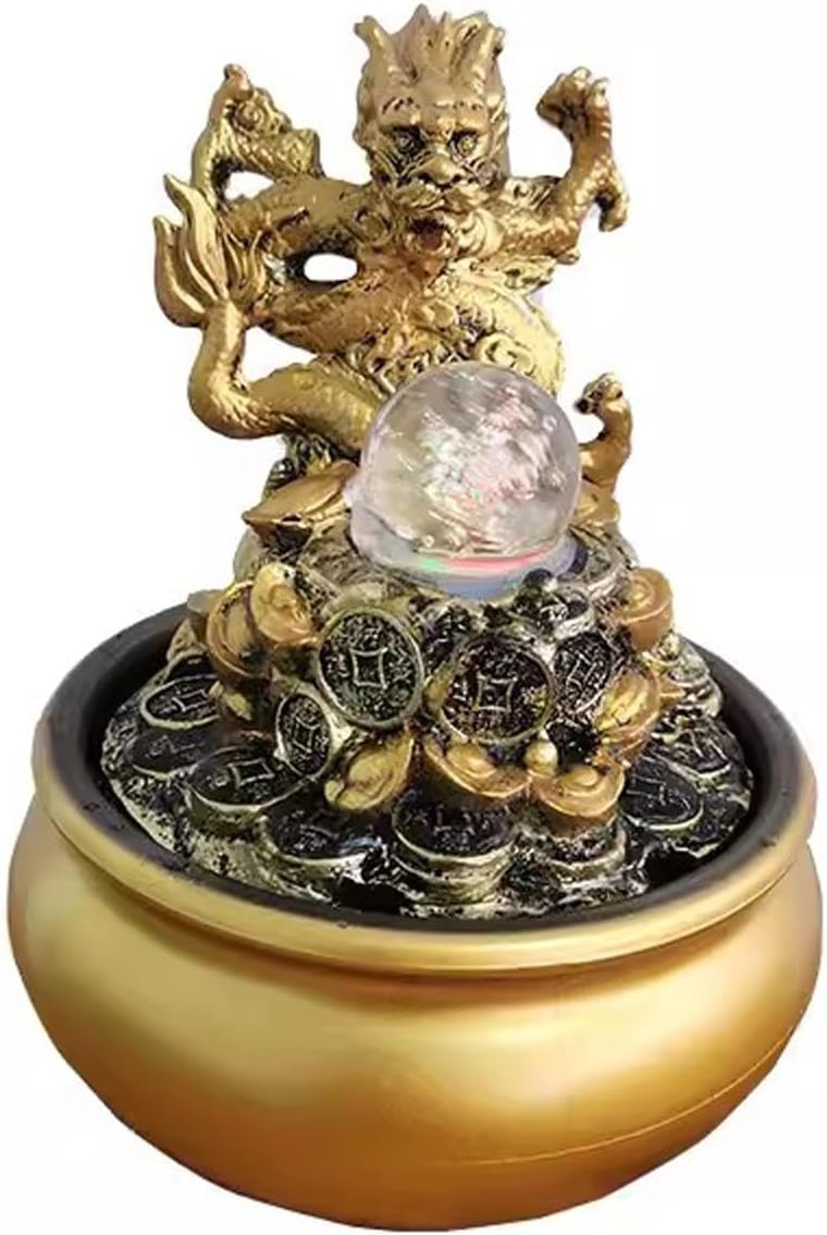 Tabletop Fountain Flowing Water Decoration Fountain Chinese Style Rockery Home Decoration Gift Office Opening Desktop Decoration Water Fountain (Color : 02) (6)