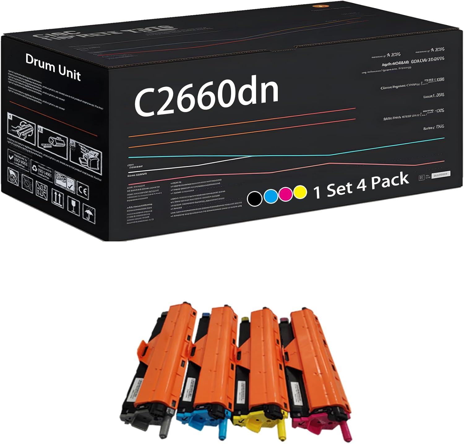 C2660dn C2665dnf Drum Unit Compatible for Dell C2660dn C2665dnf Printer, with Chip, High Yield 60000 Pages, High-Definition Printing (Multicolor)