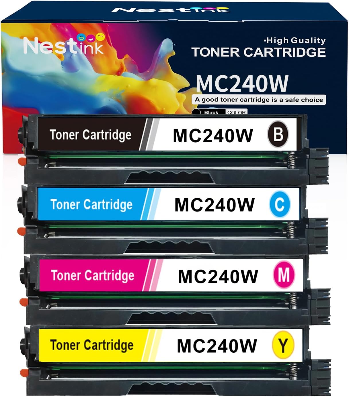 Nestink MC240W Toner Cartridge Compatible with Ricoh M C240FW, P C200W Laser Printers, High Yield 4500 Pages, Includes Chip（BK/C/Y/M, 4-Pack）