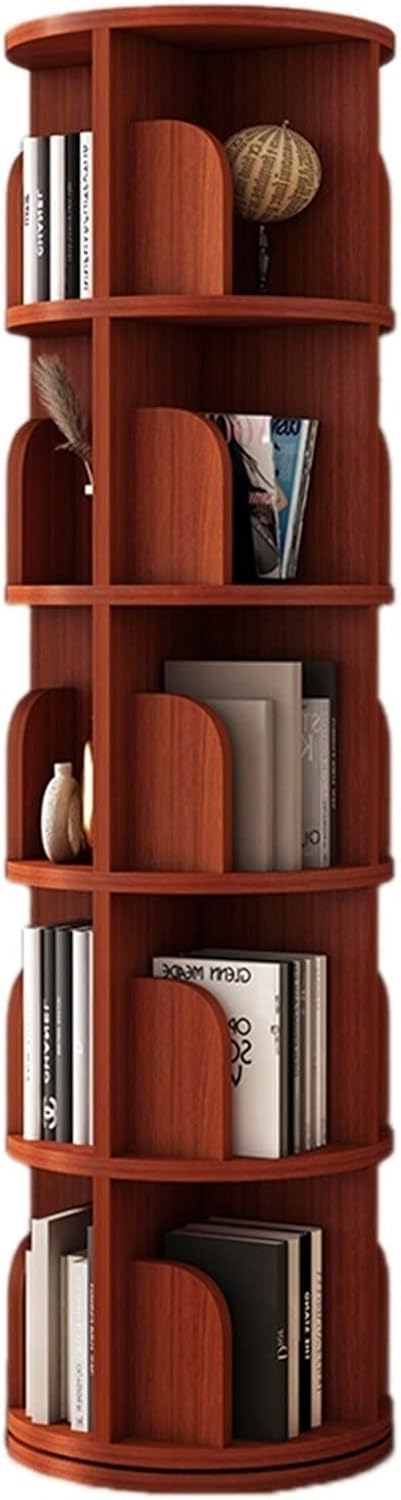 Bookcases Rotating Bookshelf 360° Solid Wood Shelf Picture Book Shelves Living Room Multi-Layer Organiser Teak (Size : 46 * 162cm)