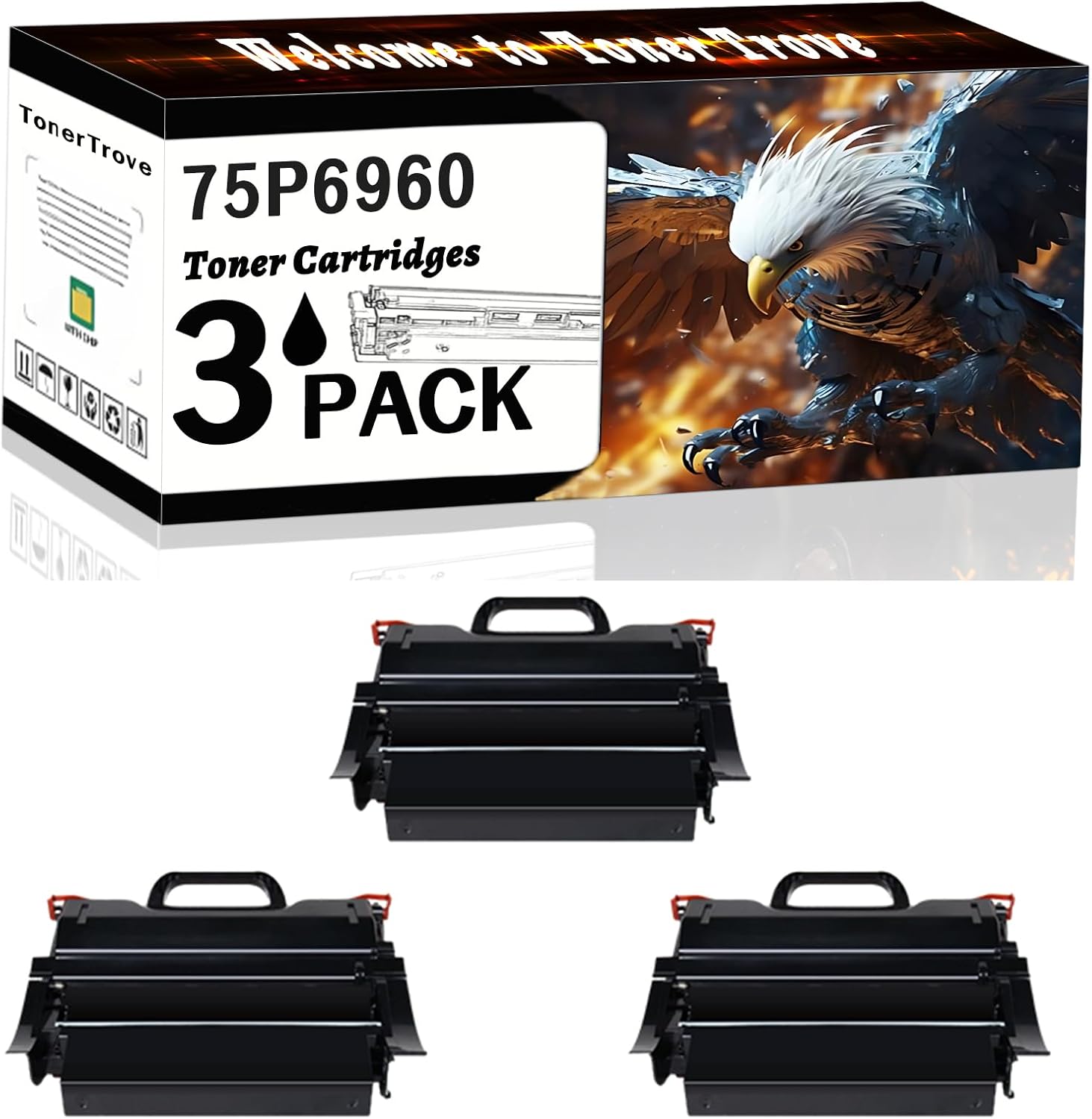 AGNNQ 75P6960 Toner Cartridges Compatible for IBM Infoprint 1532 1552 1570 1572 Printers, Office Printing is Easy Clear Smooth (3 Pack Black)