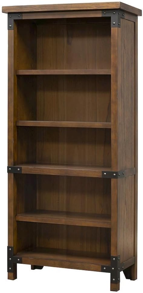 Starlight Canyon Home Rustic Open Bookcase, 3 Adjustable Shelves, Fixed Shelf, Metal Corner Brackets, Fully Assembled, Brown