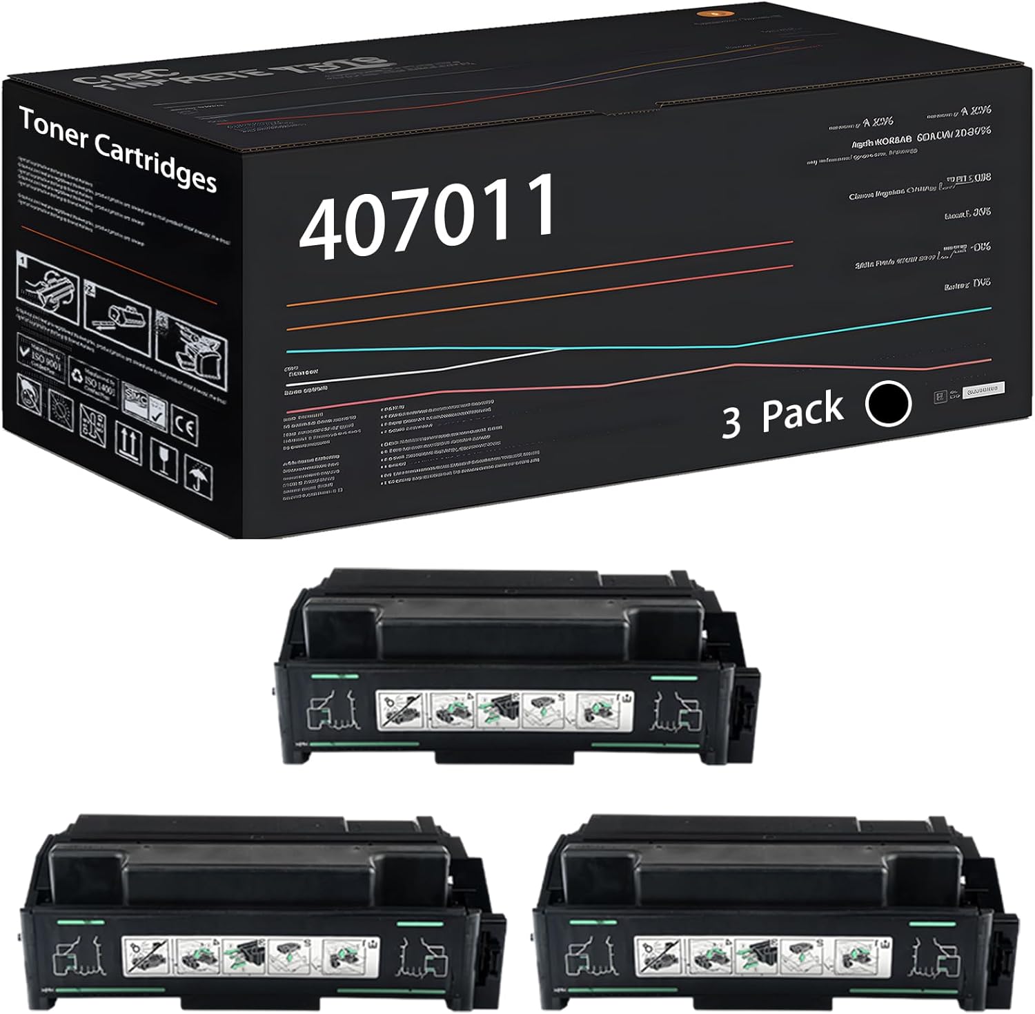 UVUMB Compatible with Ricoh 407011 Toner Cartridges Work for Ricoh Aficio SP4100NL Printers, with Chip, High Yield 8500 Pages, High-Definition Printing (3 Pack Black)
