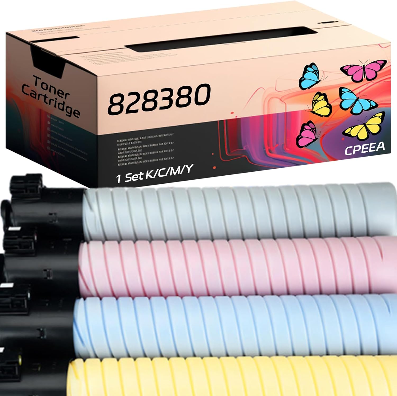 Compatible for Ricoh 828380 828383 828382 828381 Toner Cartridge Work for Ricoh Pro C9110 Printers, with Chip, High Yield 68000 Pages, Clear Printing (4-Pack BK/C/M/Y)