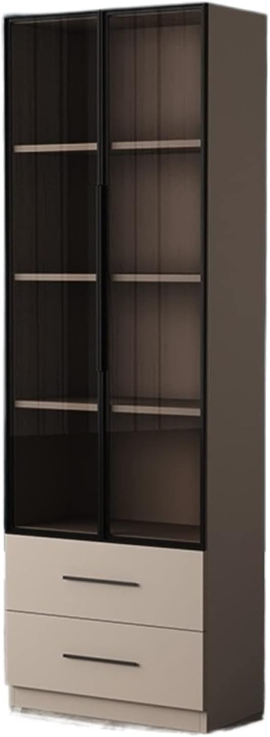 KIRANDY Combined Bookcase with Door, Dustproof Standing Narrow Cabinet Display Cabinet, Locker Bookshelf for Living Room (Color : 30x60x180cm Aluminum Door)