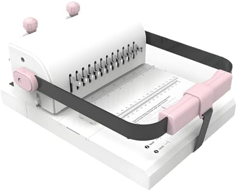 Hiedmeil Electric Binding Machine with Hole Puncher, 20-Sheet Capacity, Extended Ruler, Adjustable Pressure for Notebook and Card Binding