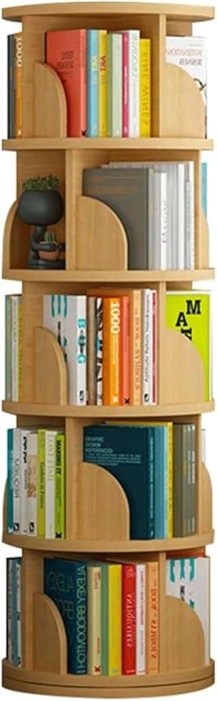UINGBPXT Corner Bookshelf 360° Rotating Bookshelf Multi-tier Standing Bookcase Children's Picture Book Round Bookshelf Organizer Living Room Book Rack Perfect Display, 46X157cm