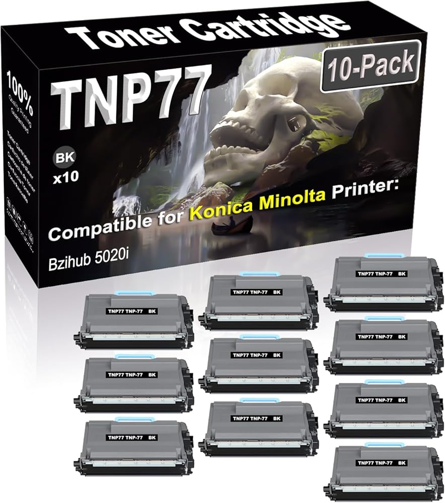 10-Pack (Black) Compatible Bzihub 5020i Laser Printer Cartridge (High Capacity) Replacement for Konica Minolta TNP77 TNP-77 ACF0031 Printer Cartridge