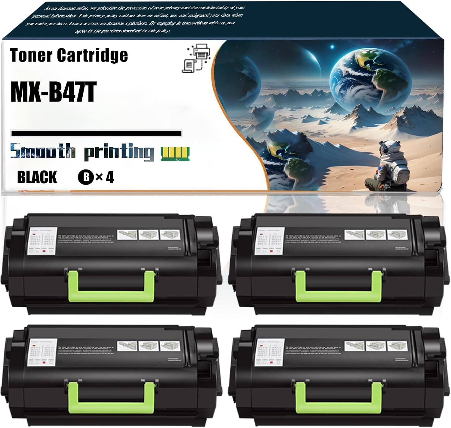 LSSF Replacement Parts Toner Cartridge MX-B47T Compatible with Sharp MX-B468F MX-B468P Printers, Contains Chip and Clear Printing (4 Pack Black)