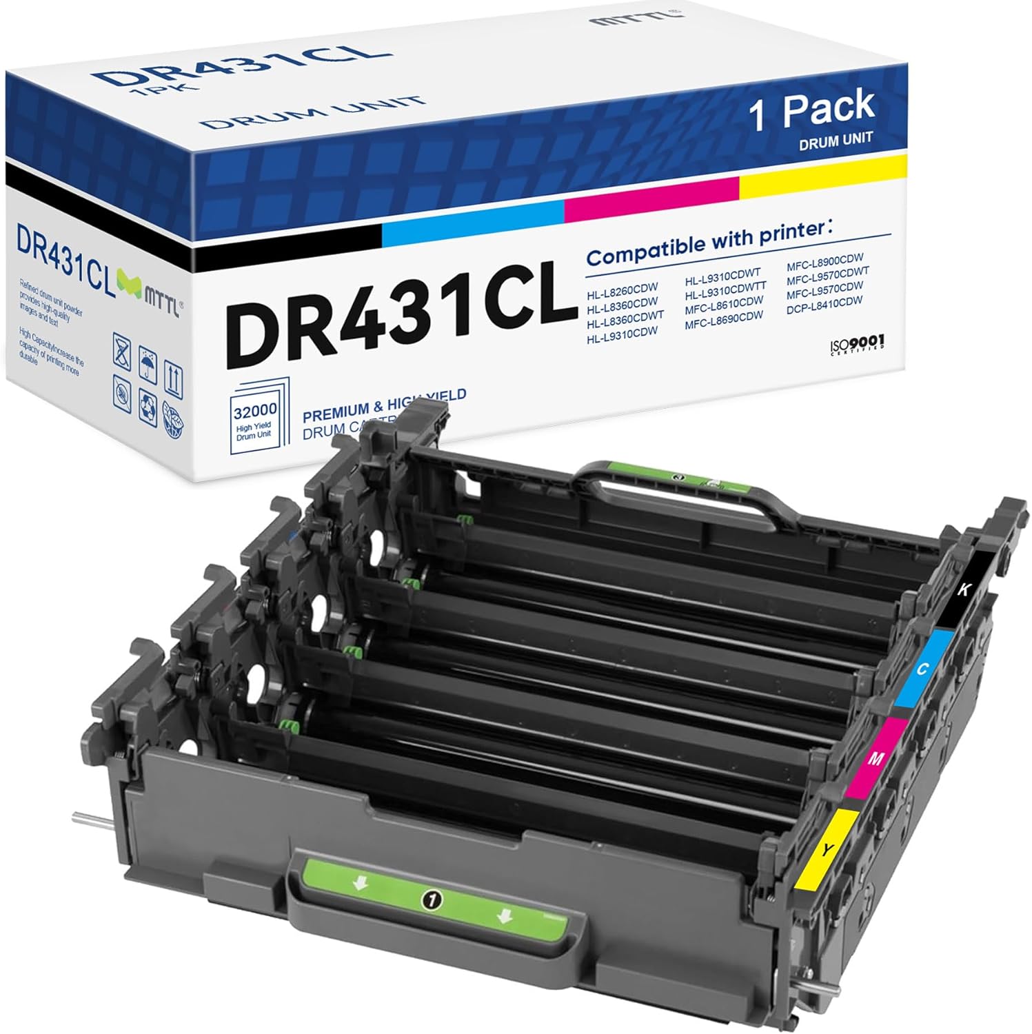 1-Pack DR-431CL DR431CL Drum Unit High Yield Replacement for Brother DR 431CL DR-431CL Drum Unit Set Works with HL-L8260CDN HL-L8260CDW HL-L8360CDW HL-L9310CDW MFC-L8610CDW MFC-L8900CDW Printer