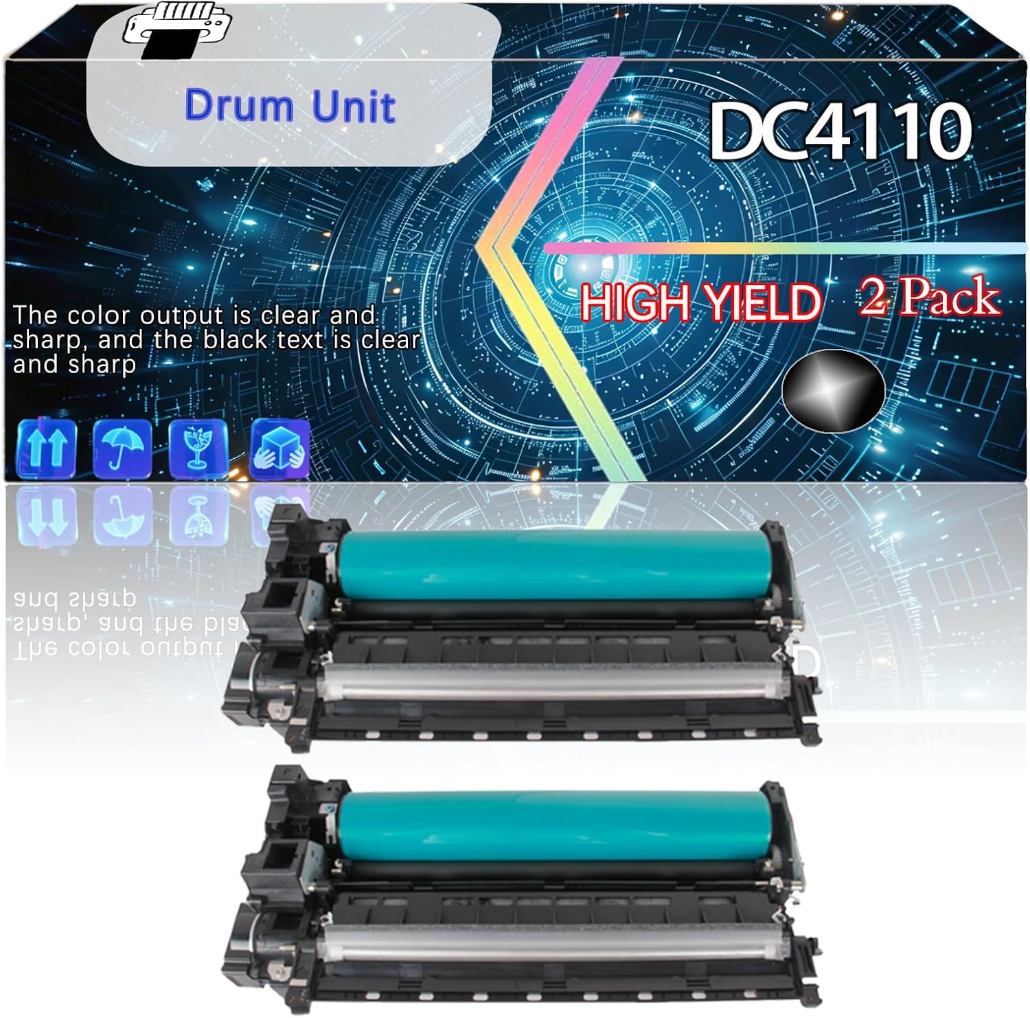 DC4110 Compatible for Xerox DC1100 DC4110 DC4112 DC4127 DC4590 DC900 Printers, Replacement Drum Unit High Yield Printer Accessories (2-Pack Black)