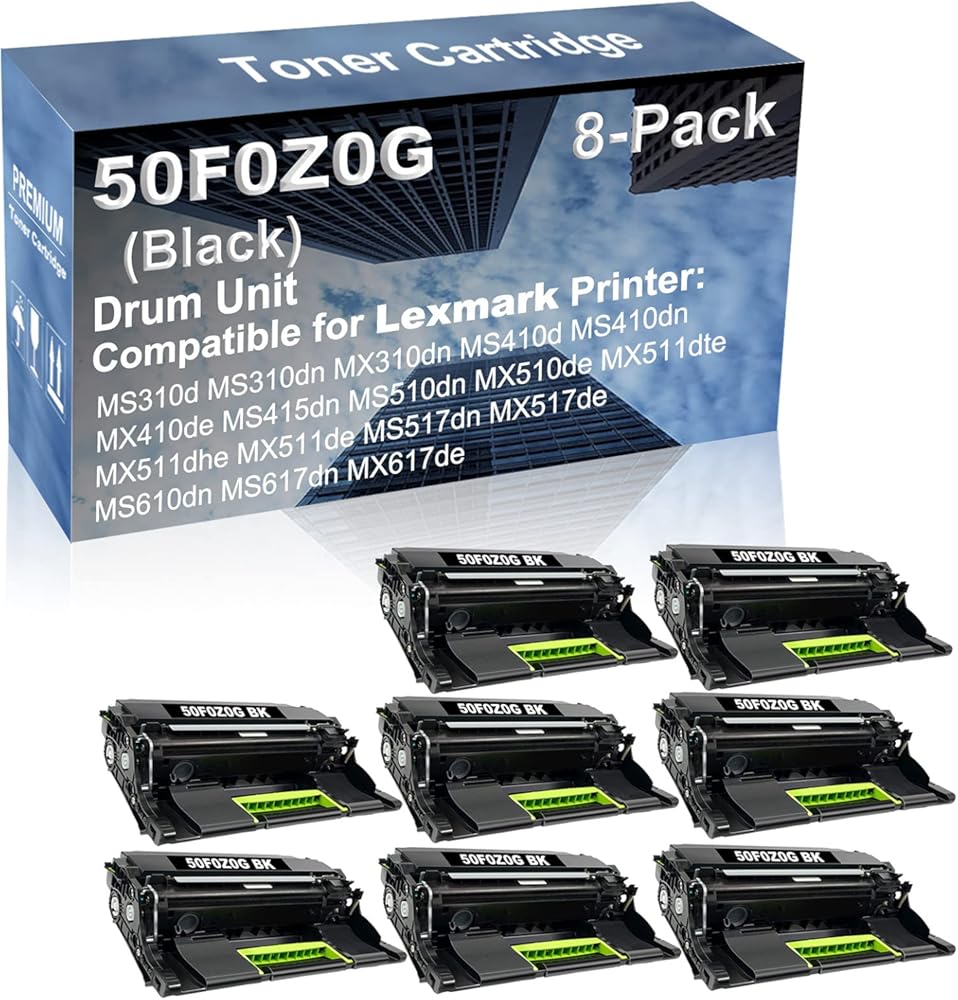 8-Pack Compatible 50F0Z0G Drum Kit use for Lexmark MS310d MS310dn MX310dn MS410d MS410dn MX410de Printer (Black)