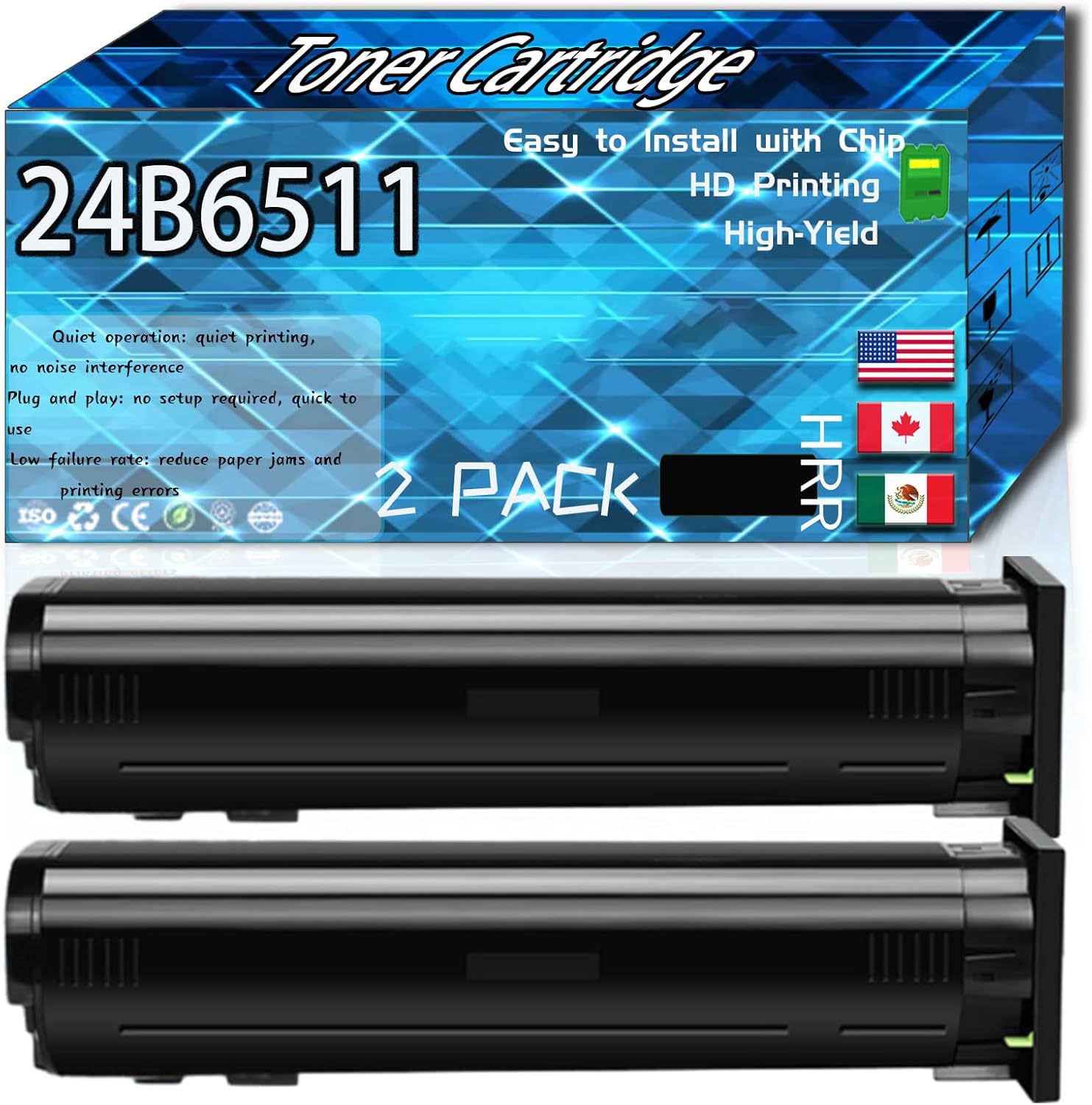 Compatible for Lexmark 24B6511 Replacement Toner Cartridge Used with XC6152 XC6152de XC6152dtfe XC8155 XC8155de XC8155dte Printers, High Production Multiple Options (2 Pack Black)