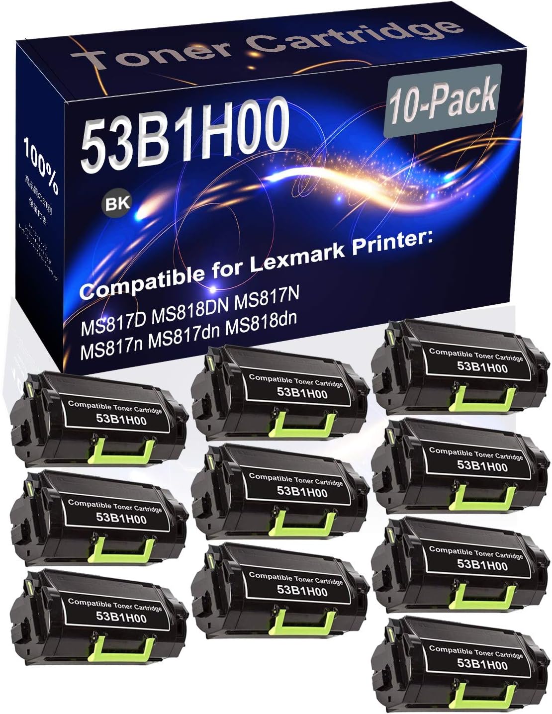 Kolasels 10-Pack (Black) Compatible MS817D MS818DN MS817N MS817n MS817dn MS818dn Laser Printer Cartridge (High Capacity) Replacement for 53B1H00 Printer Cartridge