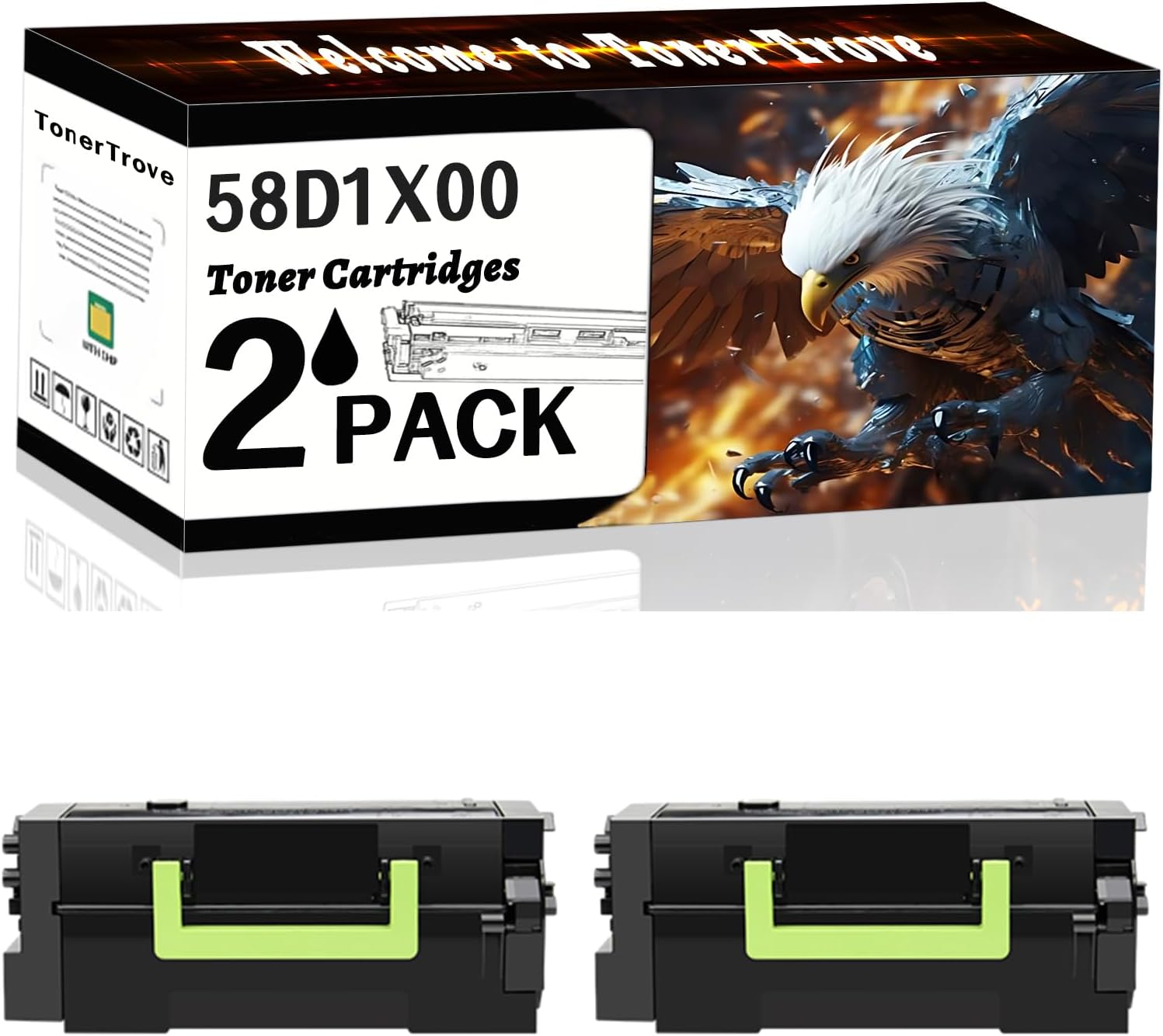 58D1X00 Toner Cartridges Compatible for Lexmark MS725dvn MS821dn MS821n MS822de MS823dn MS823n MS825dn MS826de Printers, Office Printing is Easy Clear Smooth (2 Pack Black)