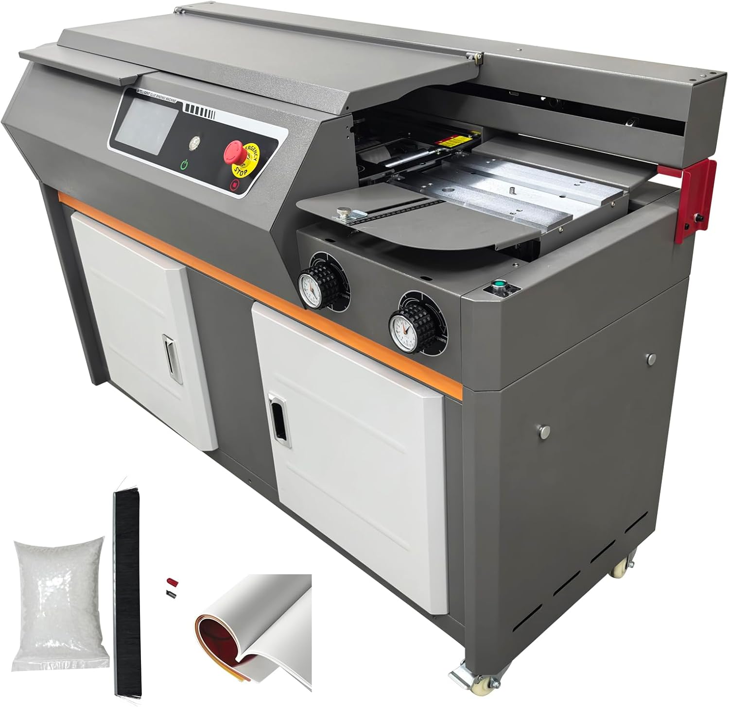 EQCOTWEA A4 Automatic Side Glue Binding Machine, 220V 1.9KW Side-Gluing Book Binder with 7