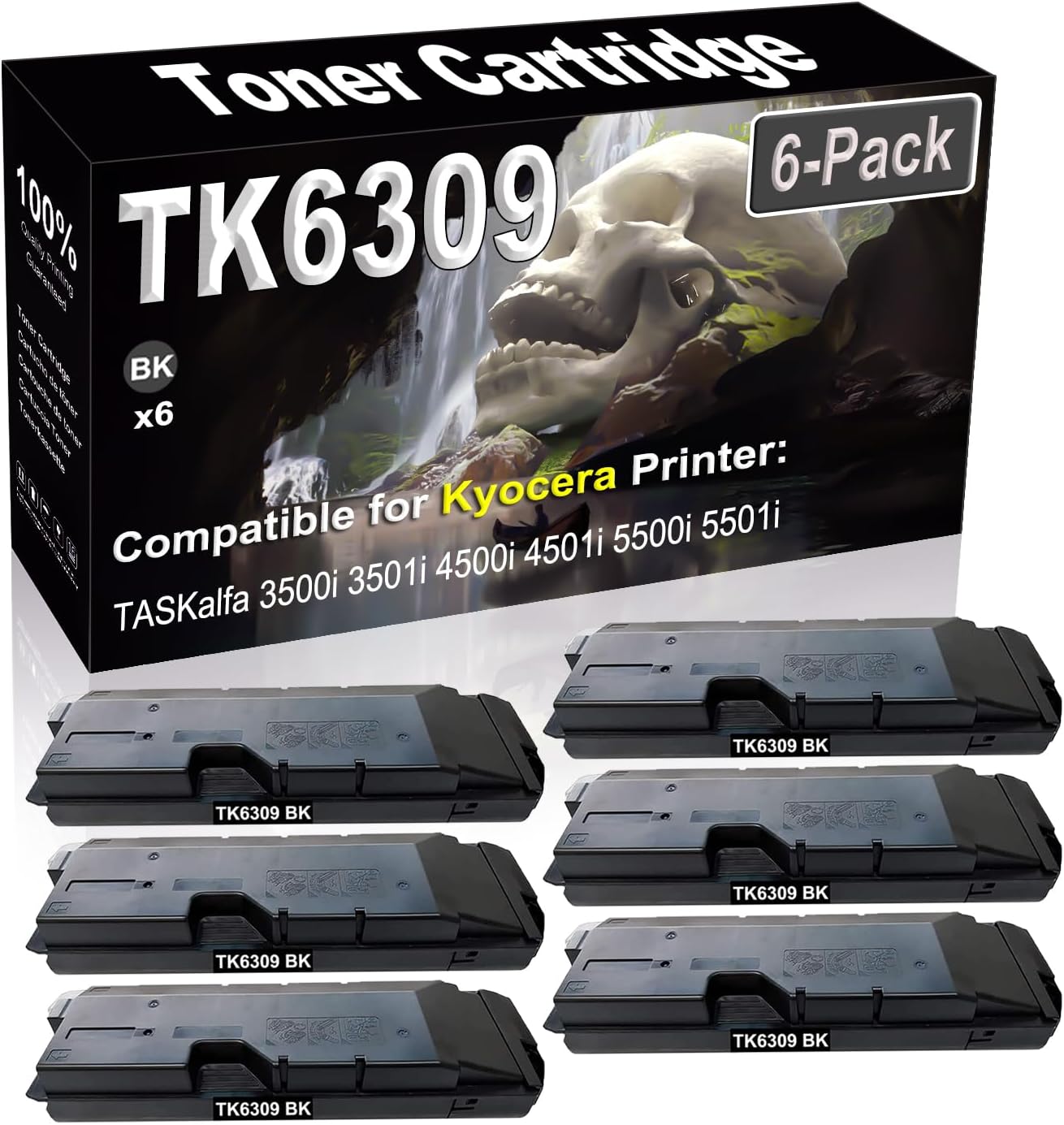 SINIYA 6-Pack Compatible High Capacity TK6309 TK-6309 TK-6309K 1T02LH0CS0 Imaging Toner Cartridge use for Kyocera TASKalfa 3500i 3501i 4500i 4501i 5500i 5501i Printer (Black)