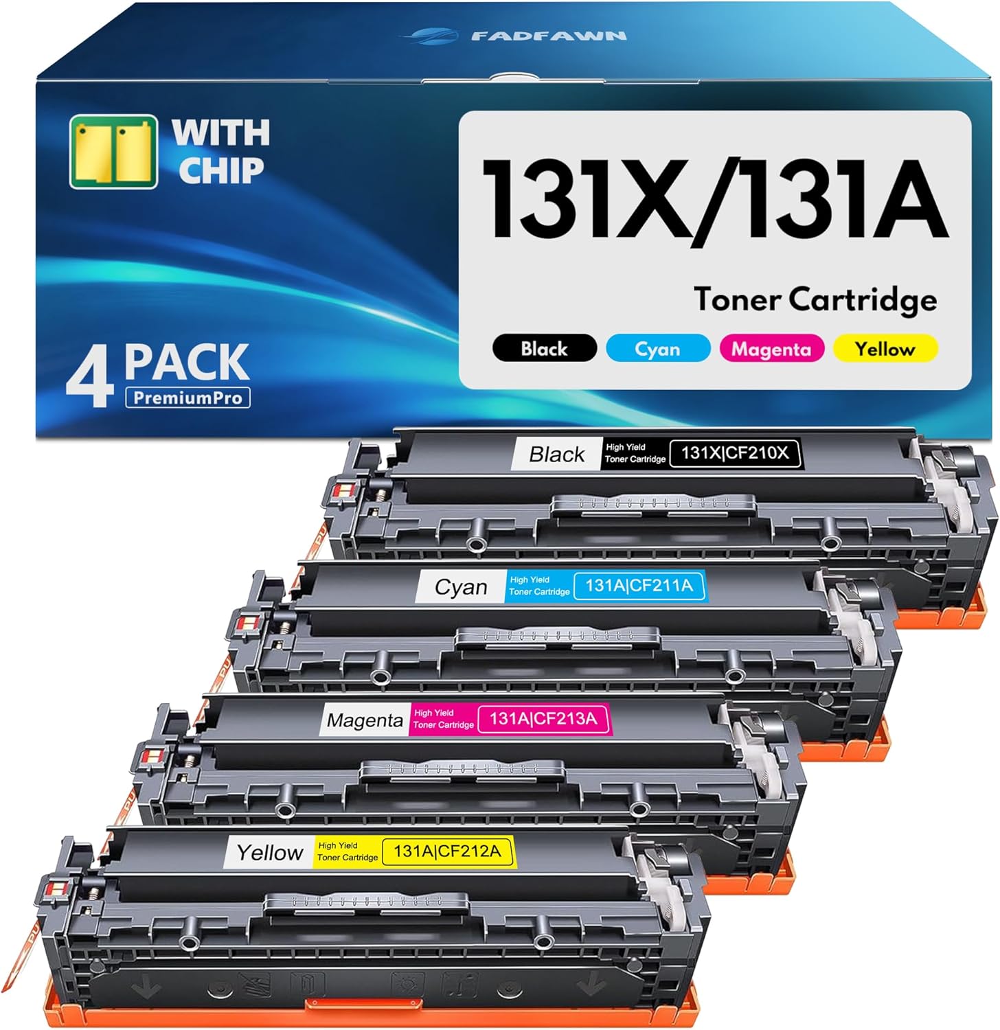 Compatible 131X Toner Cartridge Black, Cyan, Yellow, Magenta Replacement for HP 131X Toner Cartridge 4 Pack - (CF210X CF211A CF212A CF213A) Use for Pro 200 Color MFP M276n M276nw M251n M251nw Printer