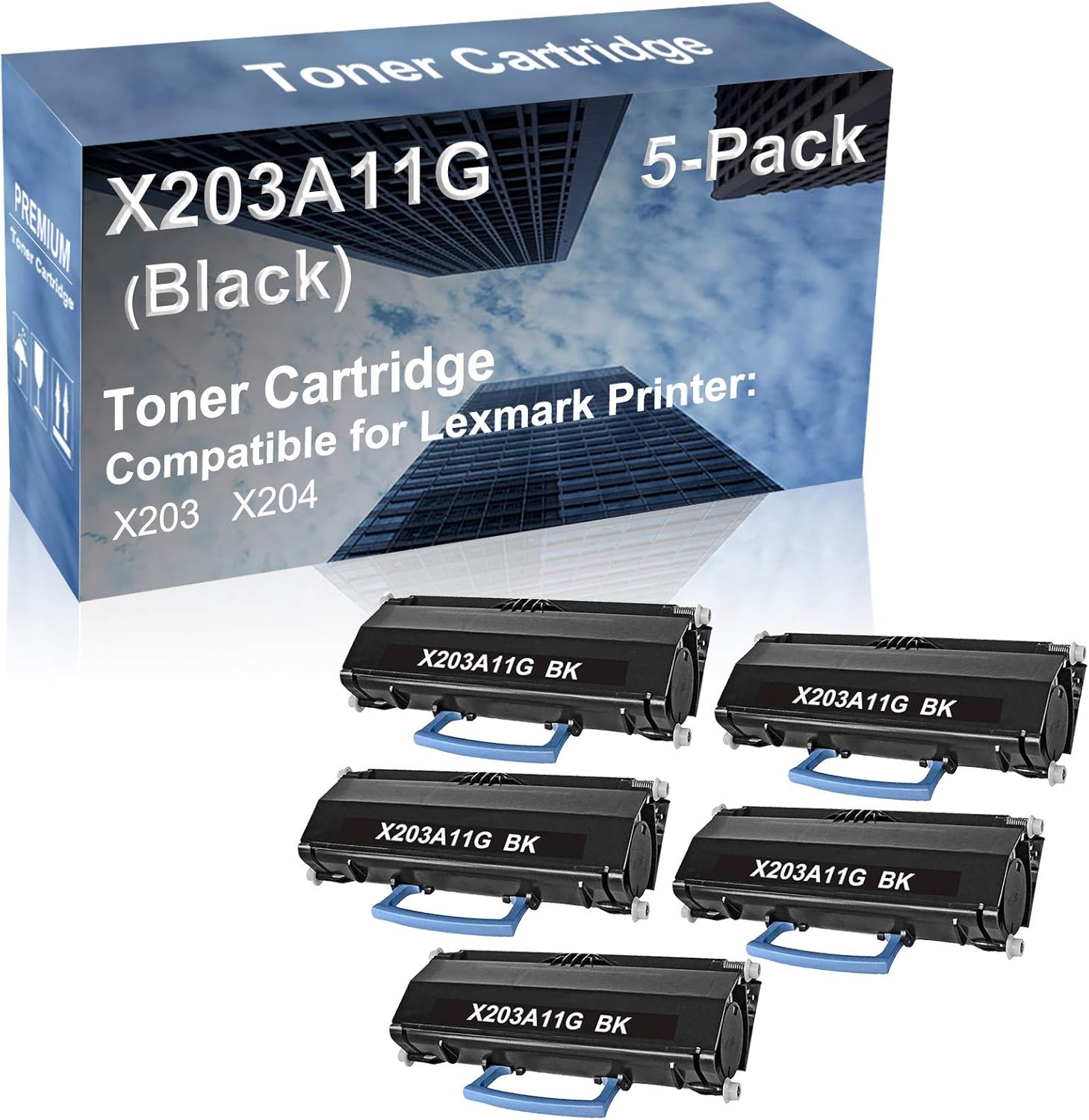5-Pack Compatible High Capacity X203A11G Imaging Toner Cartridge use for X203 X204 Printer (Black)