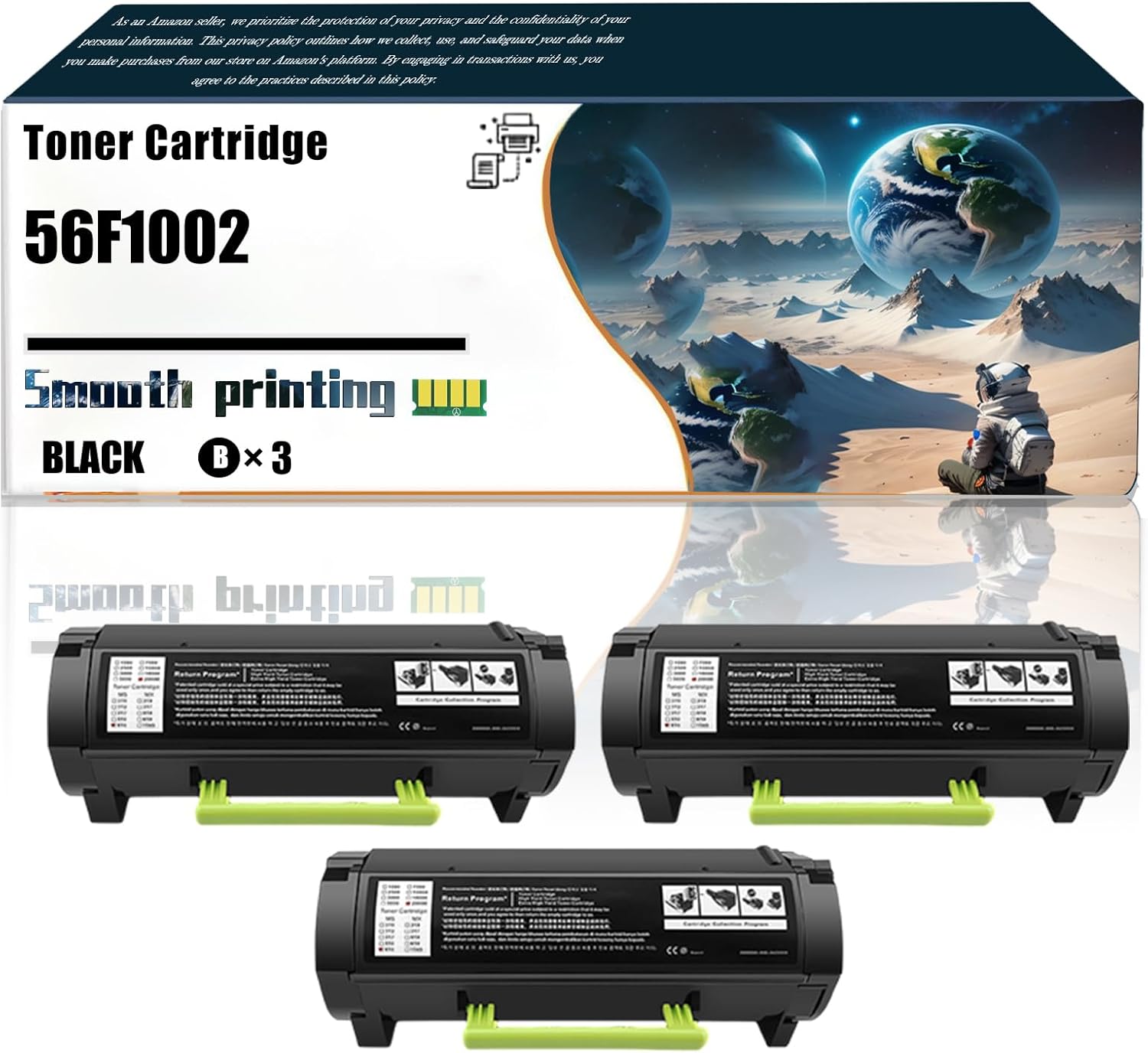 Replacement Parts Toner Cartridge 56F1002 Compatible with Lexmark MS621dn MS622de MX321adw Printers, Contains Chip and Clear Printing (3 Pack Black)