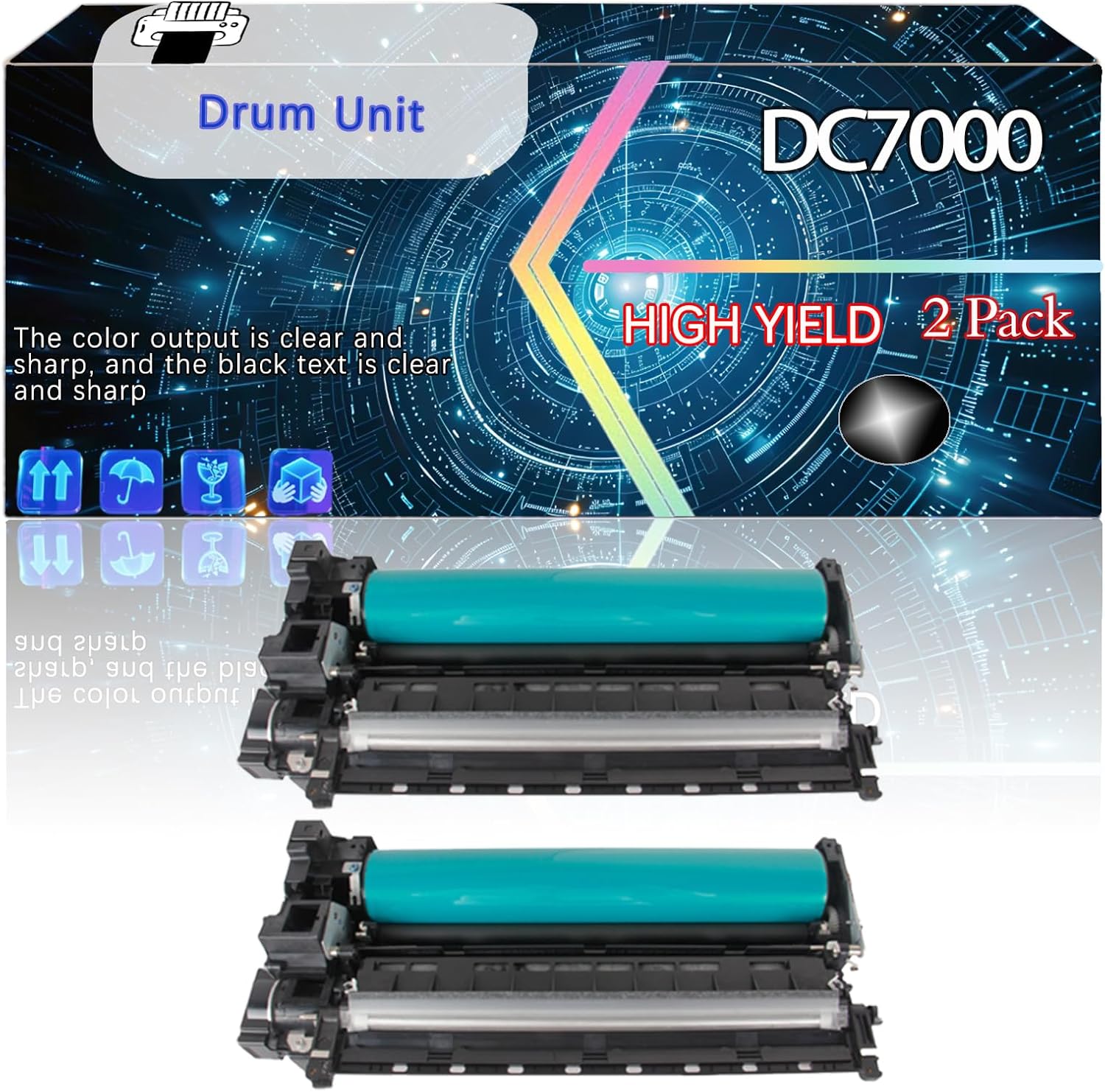 DC7000 Compatible for Xerox AP DC DocuCentre-Il 6000/7000 ApeosPort-|16000/7000 Printers, Replacement Drum Unit High Yield Printer Accessories (2-Pack Black)