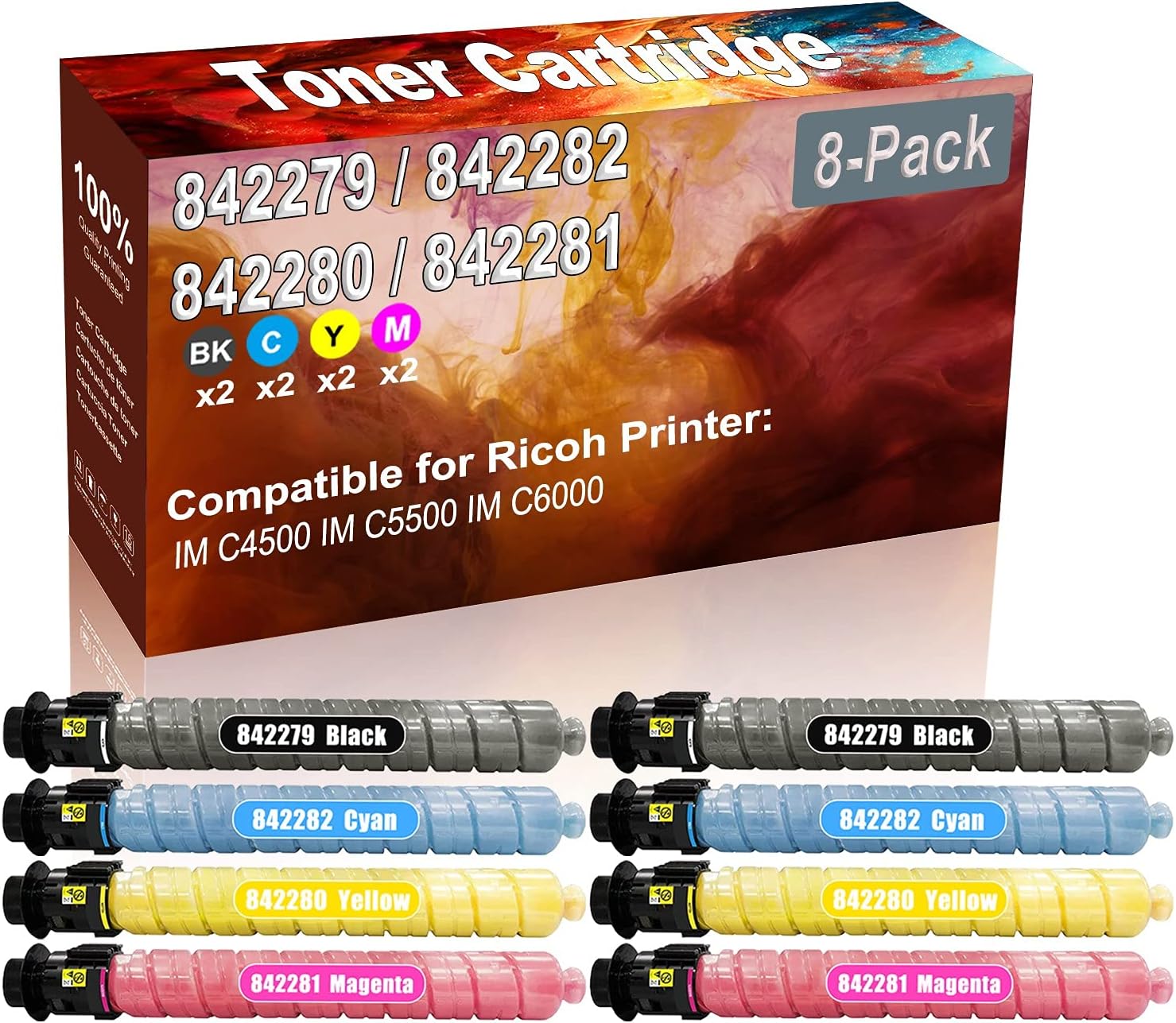 Credibility Store 8-Pack (2BK+2C+2Y+2M) Compatible IM C4500 IM C5500 IM C6000 Laser Printer Toner Cartridge (High Capacity) Replacement for Ricoh 842279 842282 842280 842281 Printer Toner Cartridge