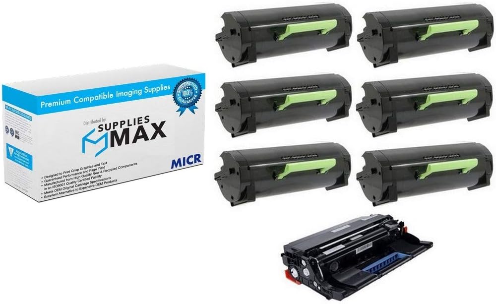SuppliesMAX Compatible MICR Replacement for Dell B5460DN Combo Pack (1-Drum Unit/6-Extra High Yield Toners) (332-0131_6PKVB)