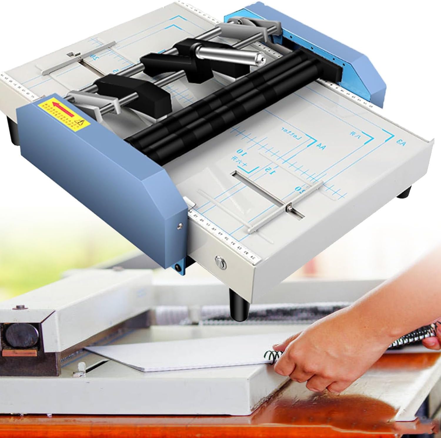 Spiral Coil Wire Binding Machine A3 Booklet Maker Paper Feed Width Length 317 450MM 5 Adjustable Positions Schools Print Stores Offices