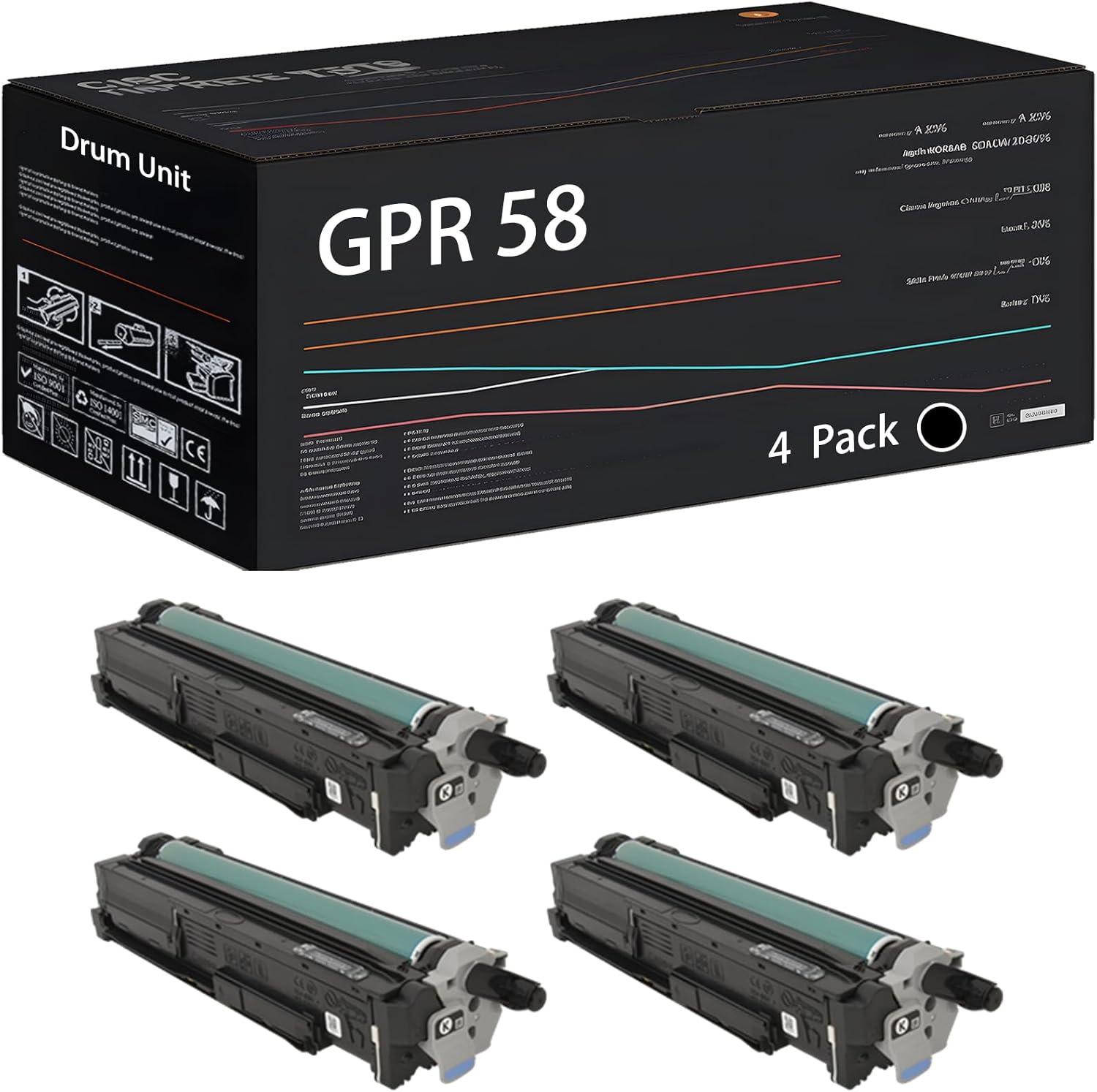 UVUMB Compatible with Canon GPR 58 GPR-58 GPR58 Drum Unit Work for Canon imageRUNNER Advance C356iF III DX C257iF DX Printers (4 Pack Black)