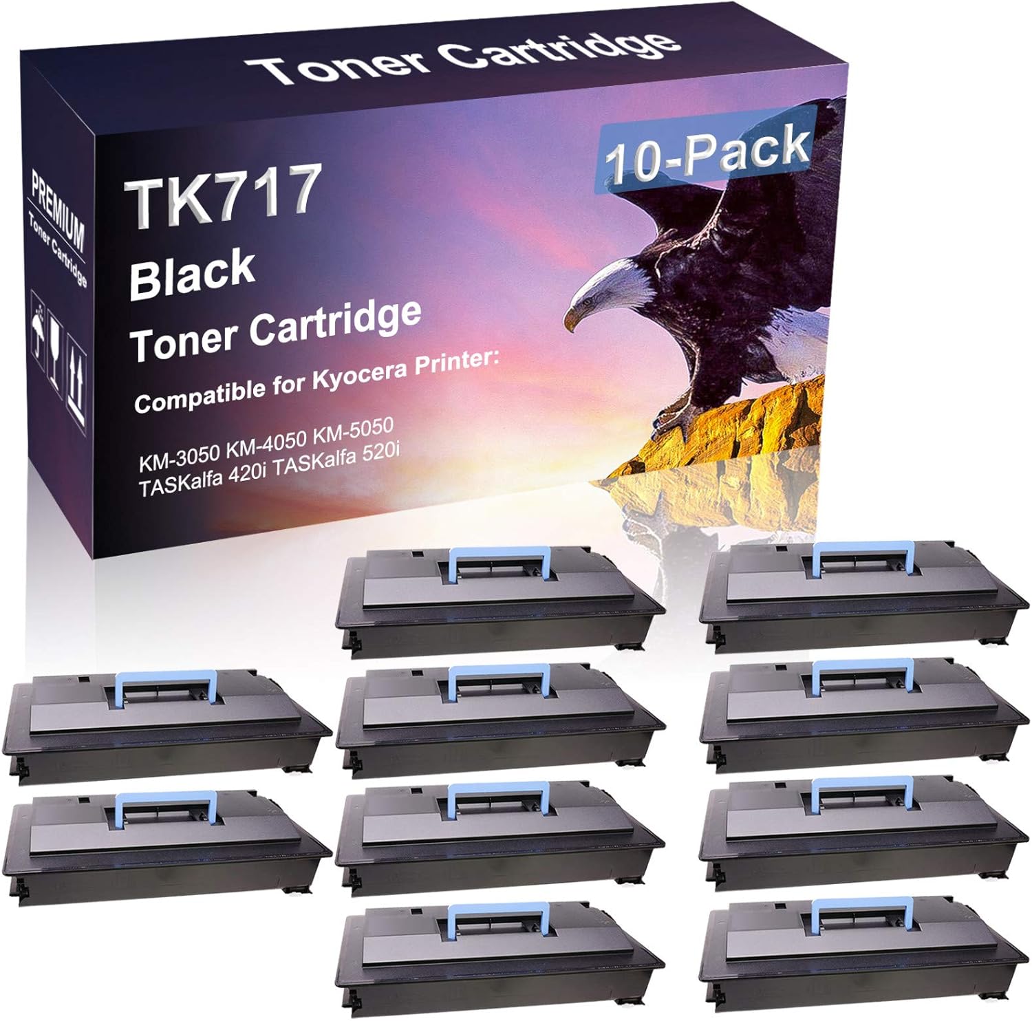 Credibility Store 10 Pack (Black) Compatible High Yield TK717 Laser Printer Toner Cartridge use for Kyocera KM-3050 KM-4050 KM-5050 TASKalfa 420i TASKalfa 520i Printer