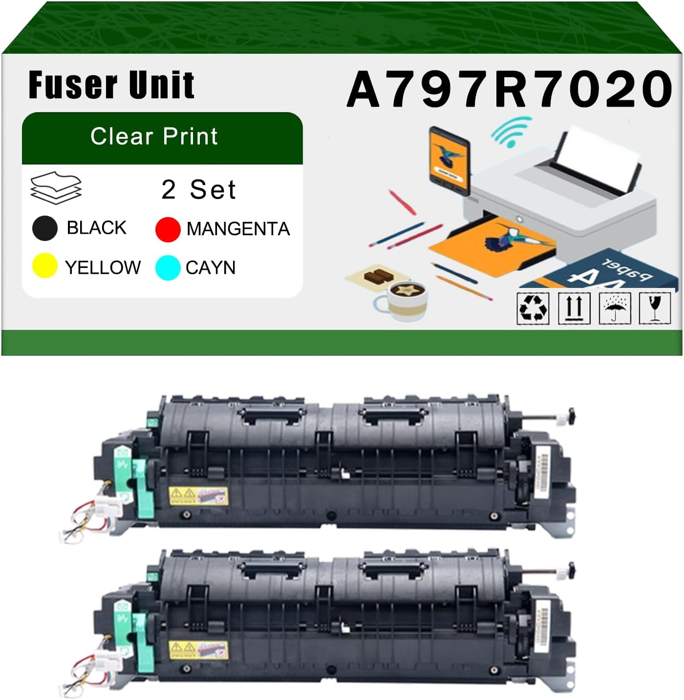 AGNNQ Compatible for Konica Minolta A797R70200 Fuser Unit A797R70200 A797R70211 bizhub C227 bizhub C287 Printers, High Yield 500000 Pages Bright Clear Colors (2 Set)