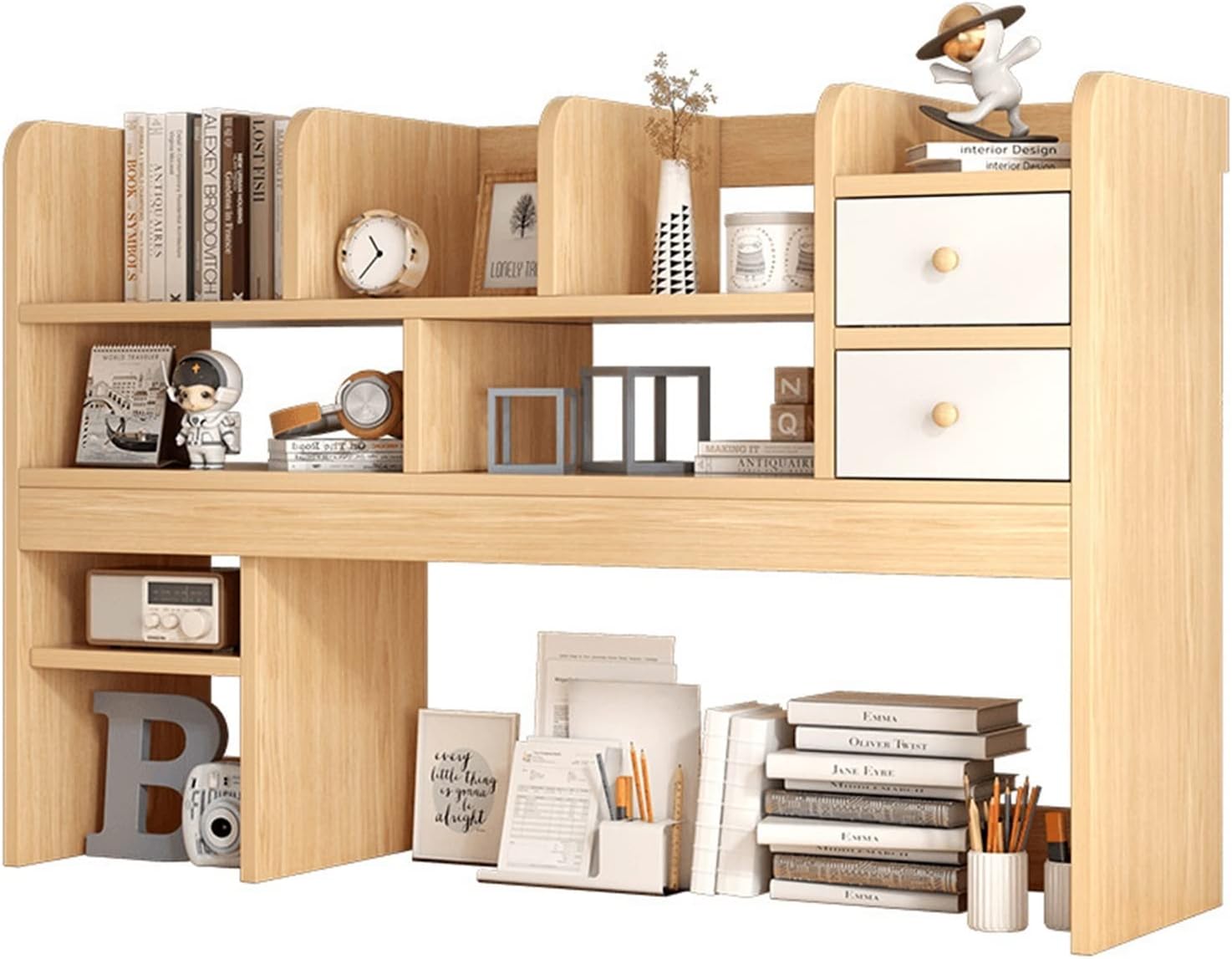 FACMAS Small Bookshelf Bookshelf Simple Desktop Shelf Combination Bookcase Simple Modern Desk Shelf Student Creative Cabinet Bookcase/Bookshelves (Size : 116 * 16 * 78cm)