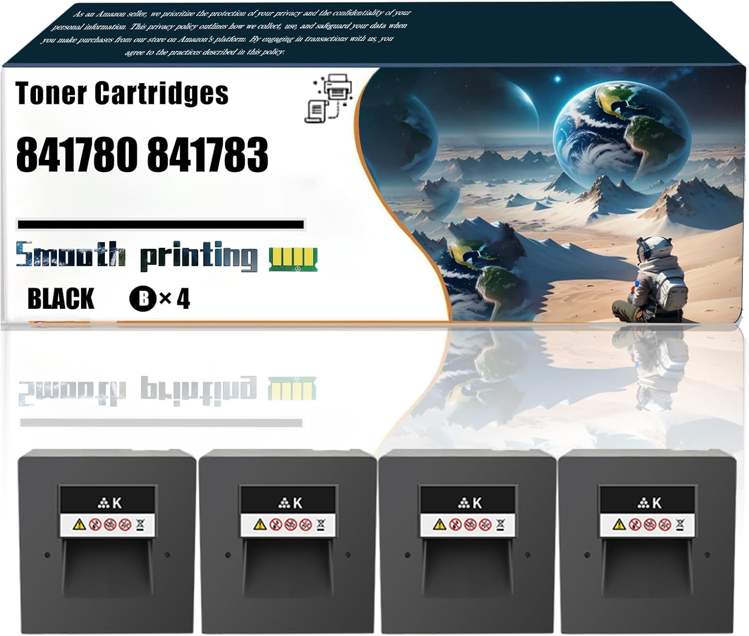 LSSF Replacement Parts Toner Cartridges 841780 841783 841782 841781 Compatible with Ricoh MP C6502SP C8002SP Printers, Contains Chip and Clear Printing (4 Pack Black)