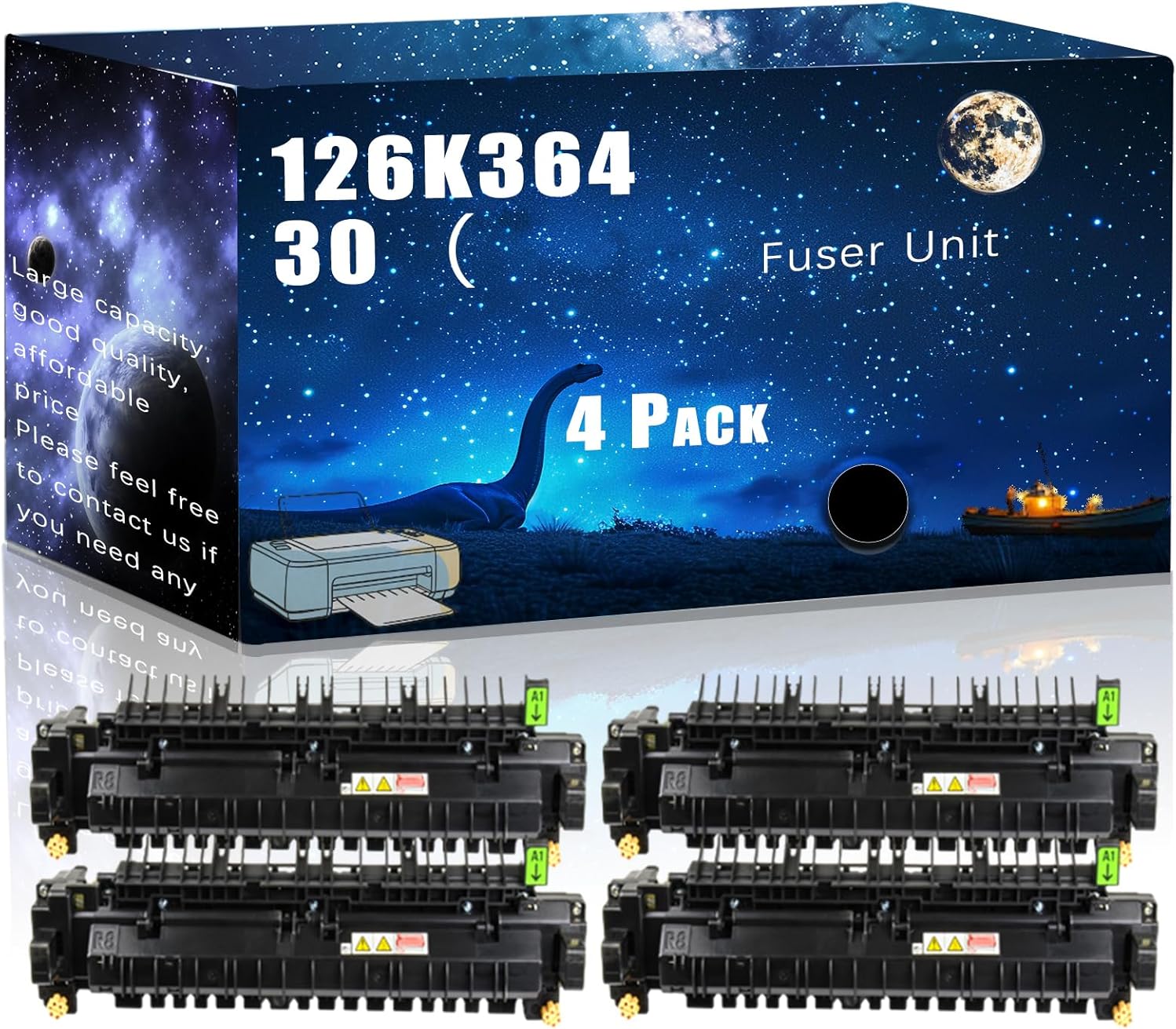 126K36430（110V） Compatible Fuser Unit Replacement for Xerox High Yield Compatible Phaser 6510DN 6510DNI 6510N Printers, Meet Printing Needs (4 Pack Black)