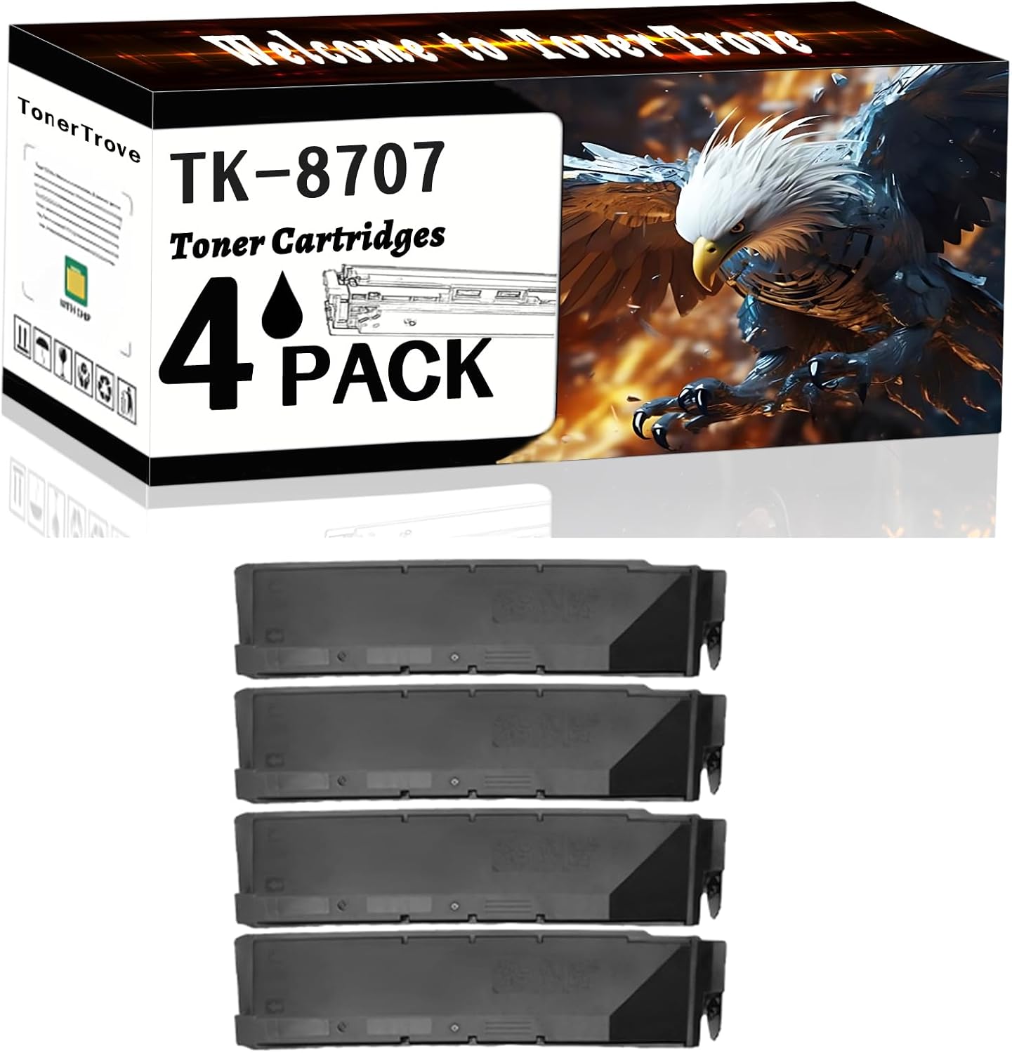 AGNNQ TK-8707 Toner Cartridges Compatible for Kyocera TASKalfa 6550ci 6551ci 7550ci 7551ci Printers, Office Printing is Easy Clear Smooth (4 Pack Black)