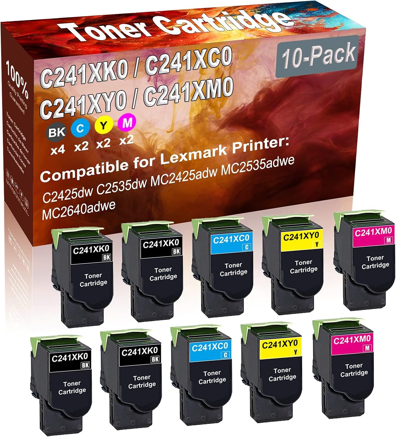 Credibility Store 10-Pack (4BK+2C+2Y+2M) Compatible High Yield C241XK0 C241XC0 C241XY0 C241XM0 Printer Toner Cartridge use for C2425dw C2535dw Printers
