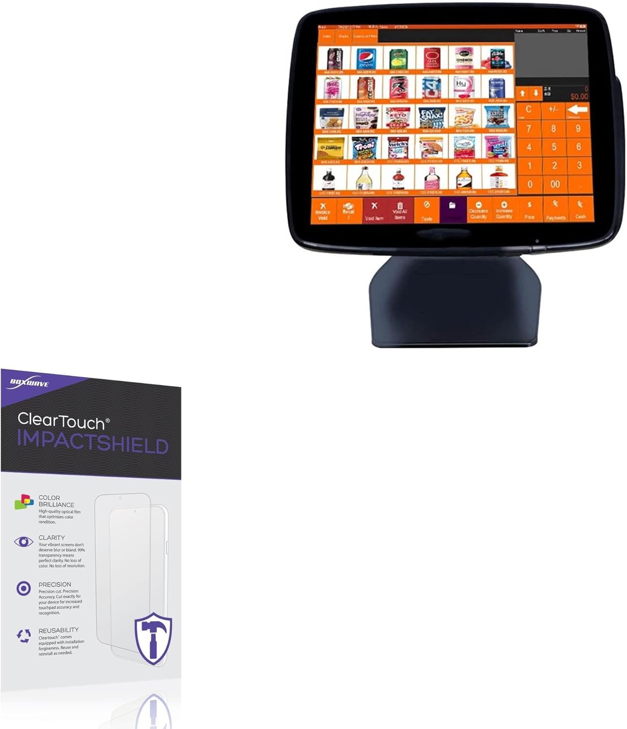 BoxWave Screen Protector Compatible with MEETSUN A3D POS System SET03 (15 in) - ClearTouch ImpactShield (2-Pack), Impenetrable Screen Protector Flexible Film