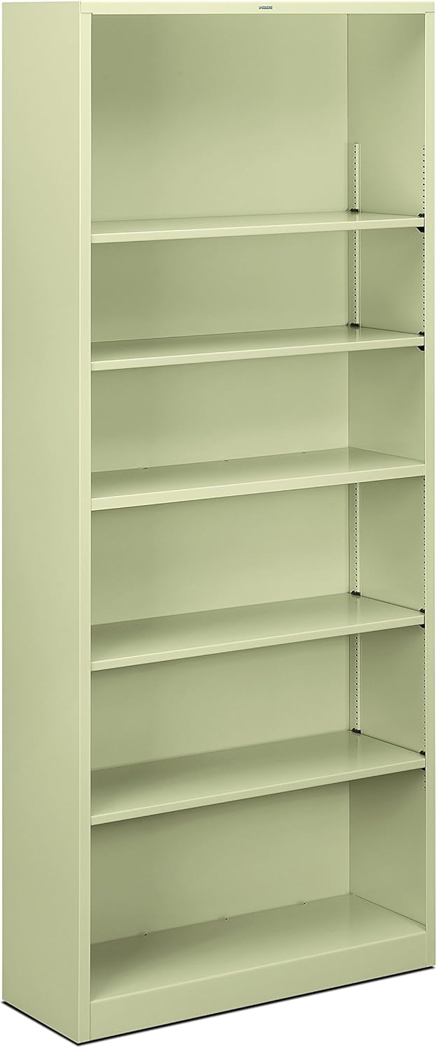 HON Brigade Metal Bookcase - Bookcase with 6 Shelves, 34-1/2w by 12-5/8d by 81-1/8 h, Putty (HS82ABC)