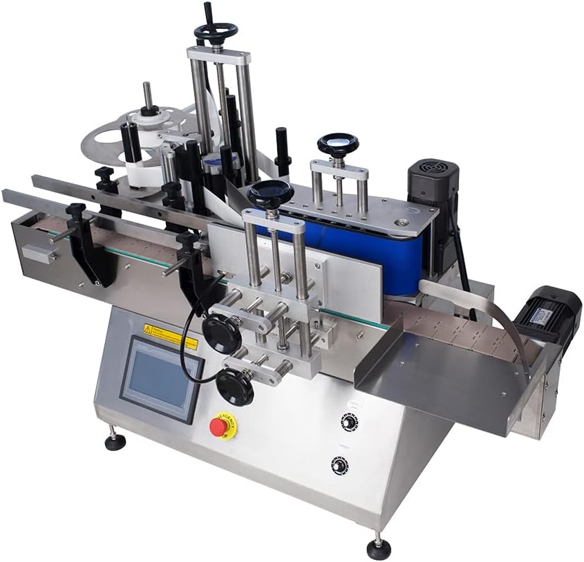 HPDMC Automatic Round Bottle Labeling Machine 110V 50-100 pcs/min, 15-100mm(Label Height), 20-180mm(Label Length), Bottle Printing Adjustable Label Maker for Bottle Can and Wine