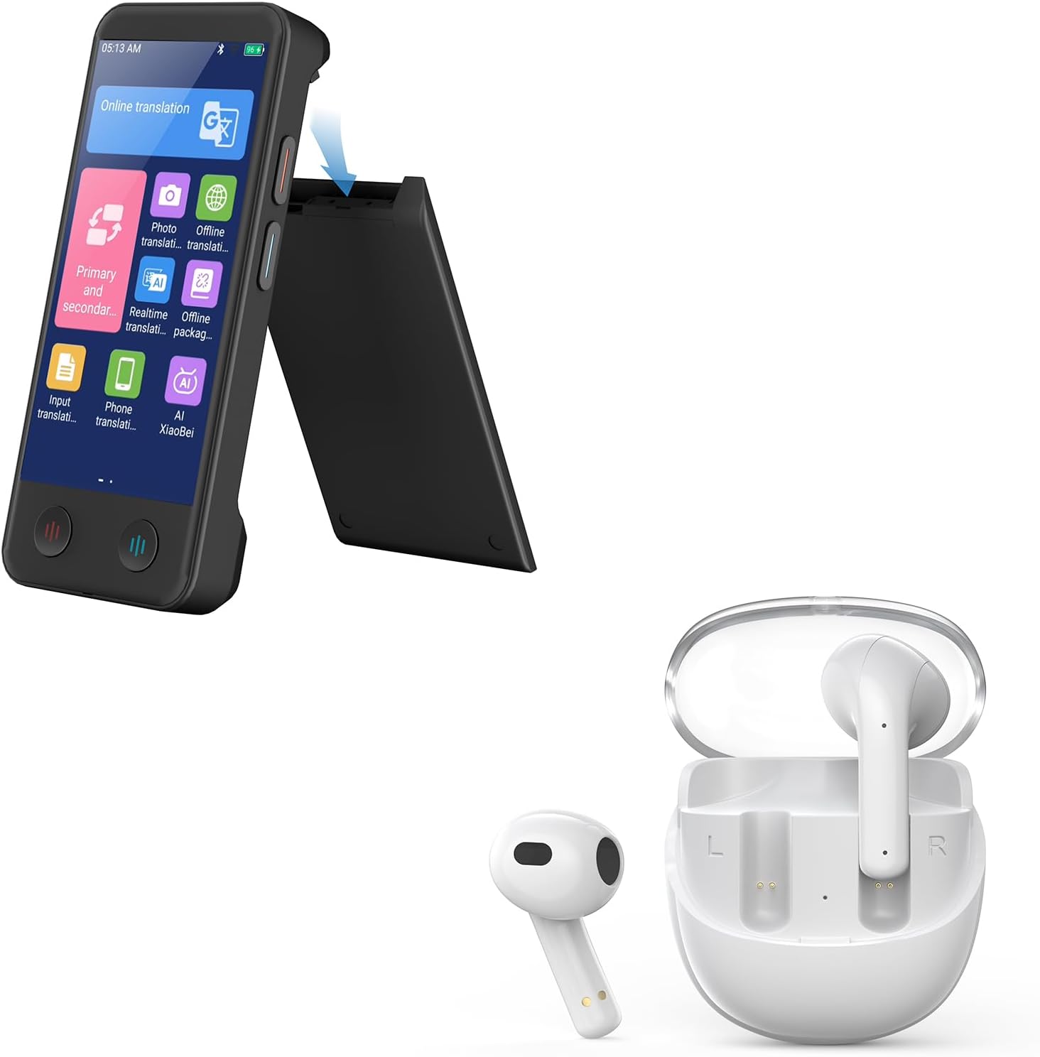 iTour 22 Pro Translator Earbuds, Two-Way Real-Time Translation, iTour D-PRO Dual Screen Language Translator Device