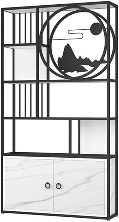 thalo Bookcases Home Modern Minimalist Floor-to-Ceiling Bookshelf Nordic Partition Wrought Iron Shelf Office Storage Display Stand Bookshelves Organizer (Color : D, Size : 120 * 30 * 180cm)