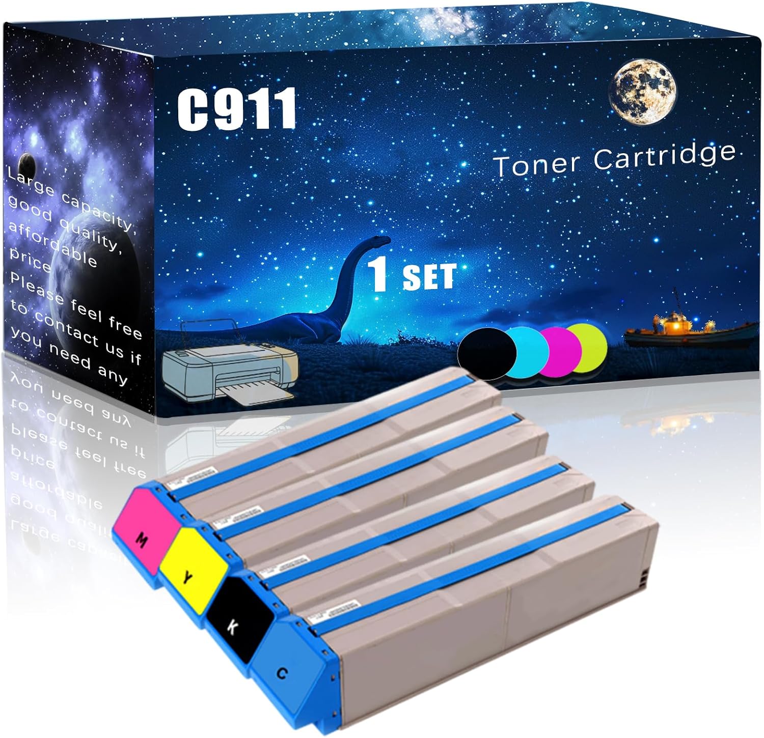 MUCQL C911 Toner Cartridge Compatible for Okidata OKI C911dn Printers,with Chip Large Printing Demands (Multicolor)